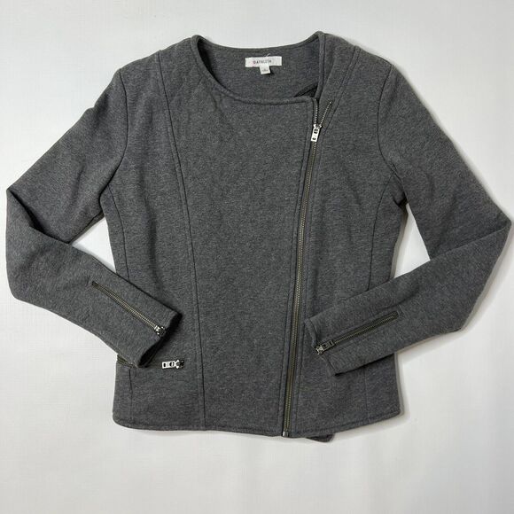 Athleta Gray Moto Jacket Size Small Belvedere Quilted Asymmetrical Zip - Picture 1 of 9